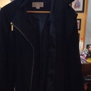 Michael Kors Black Trench Coat with Gold Accents